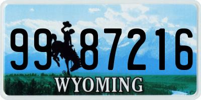 WY license plate 9987216