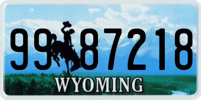 WY license plate 9987218
