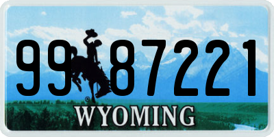 WY license plate 9987221