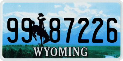 WY license plate 9987226