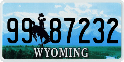 WY license plate 9987232