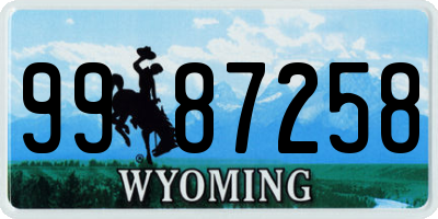 WY license plate 9987258