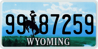 WY license plate 9987259