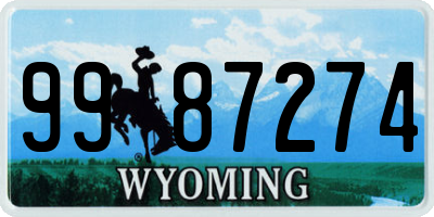 WY license plate 9987274