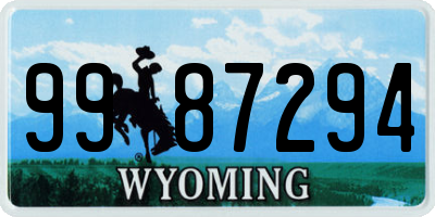 WY license plate 9987294