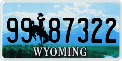 WY license plate 9987322