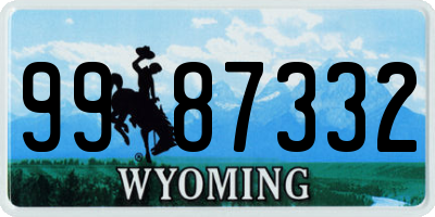 WY license plate 9987332