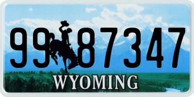 WY license plate 9987347