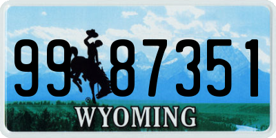 WY license plate 9987351