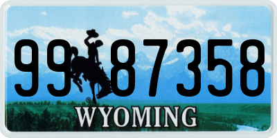 WY license plate 9987358