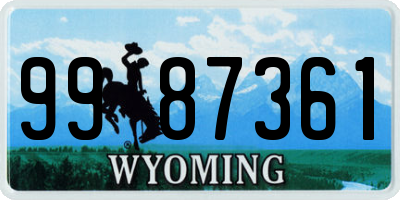 WY license plate 9987361