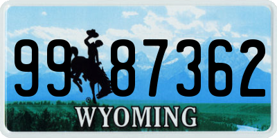 WY license plate 9987362