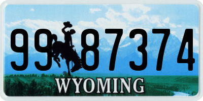 WY license plate 9987374