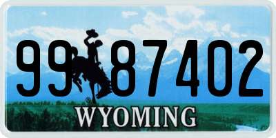 WY license plate 9987402