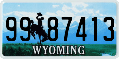 WY license plate 9987413