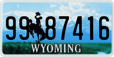 WY license plate 9987416