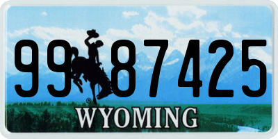 WY license plate 9987425