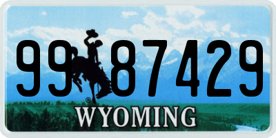 WY license plate 9987429