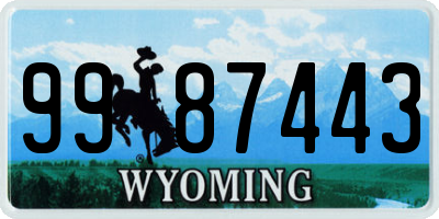 WY license plate 9987443