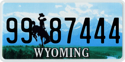 WY license plate 9987444