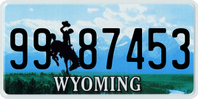 WY license plate 9987453