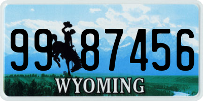 WY license plate 9987456