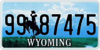 WY license plate 9987475