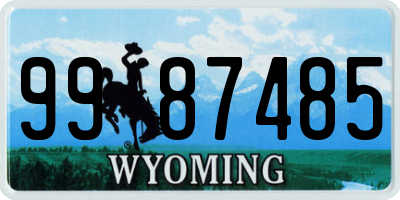 WY license plate 9987485