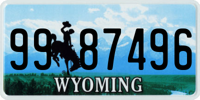 WY license plate 9987496