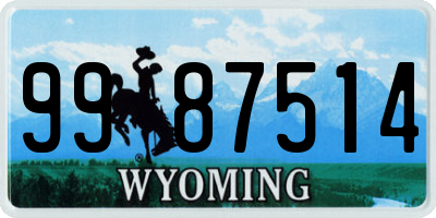 WY license plate 9987514