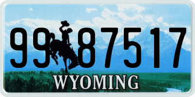 WY license plate 9987517