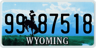 WY license plate 9987518