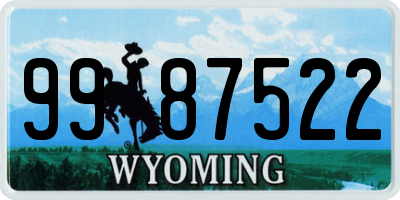 WY license plate 9987522