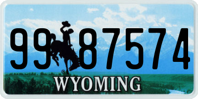 WY license plate 9987574