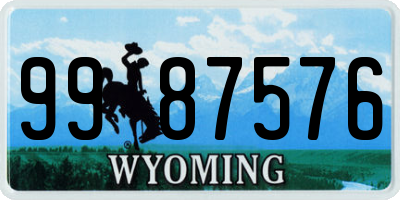 WY license plate 9987576