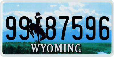 WY license plate 9987596
