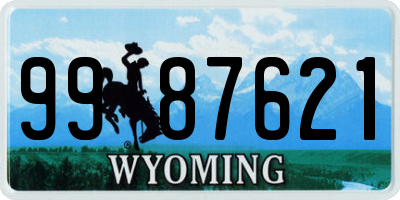 WY license plate 9987621