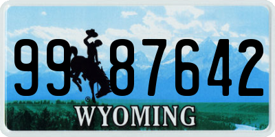 WY license plate 9987642