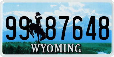 WY license plate 9987648