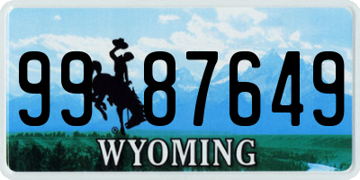 WY license plate 9987649