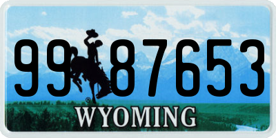 WY license plate 9987653