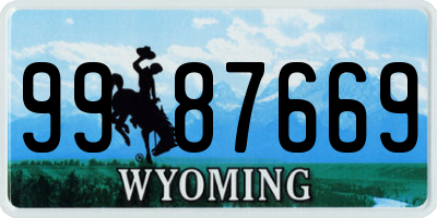 WY license plate 9987669