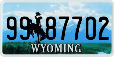 WY license plate 9987702
