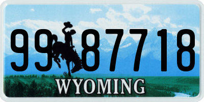 WY license plate 9987718