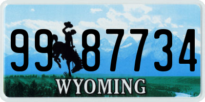 WY license plate 9987734