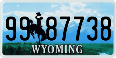 WY license plate 9987738