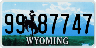 WY license plate 9987747