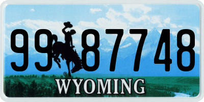 WY license plate 9987748