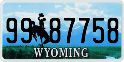 WY license plate 9987758