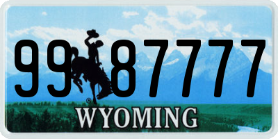 WY license plate 9987777